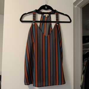 Stripped Chiffon Racerback Tank